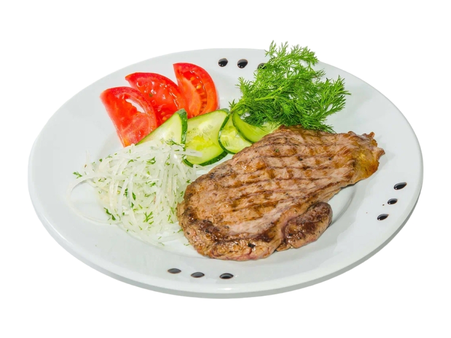 Стейк  говяжий с овощами